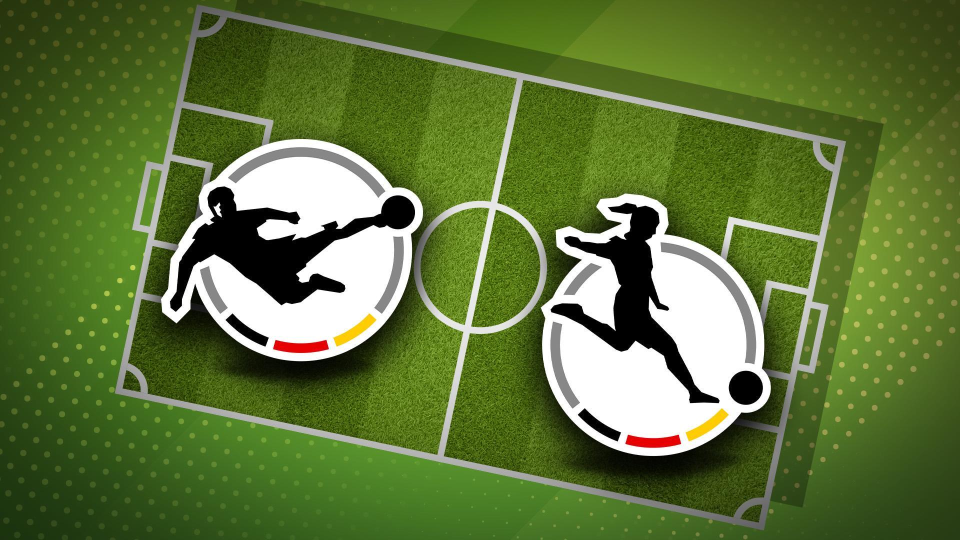 Werbemotiv den Logos der 3. Liga und Frauen-BuLi.