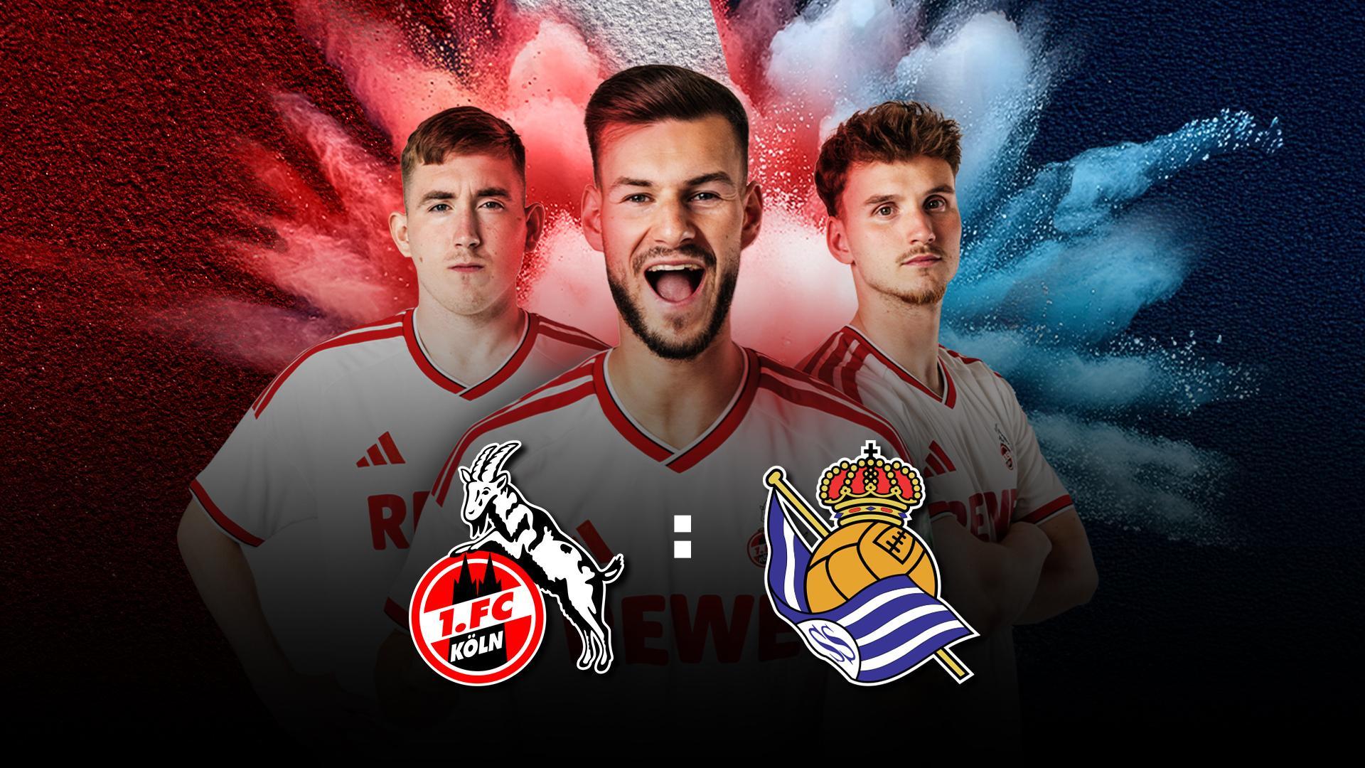Werbemotiv mit Spielern vom 1. FC Köln.