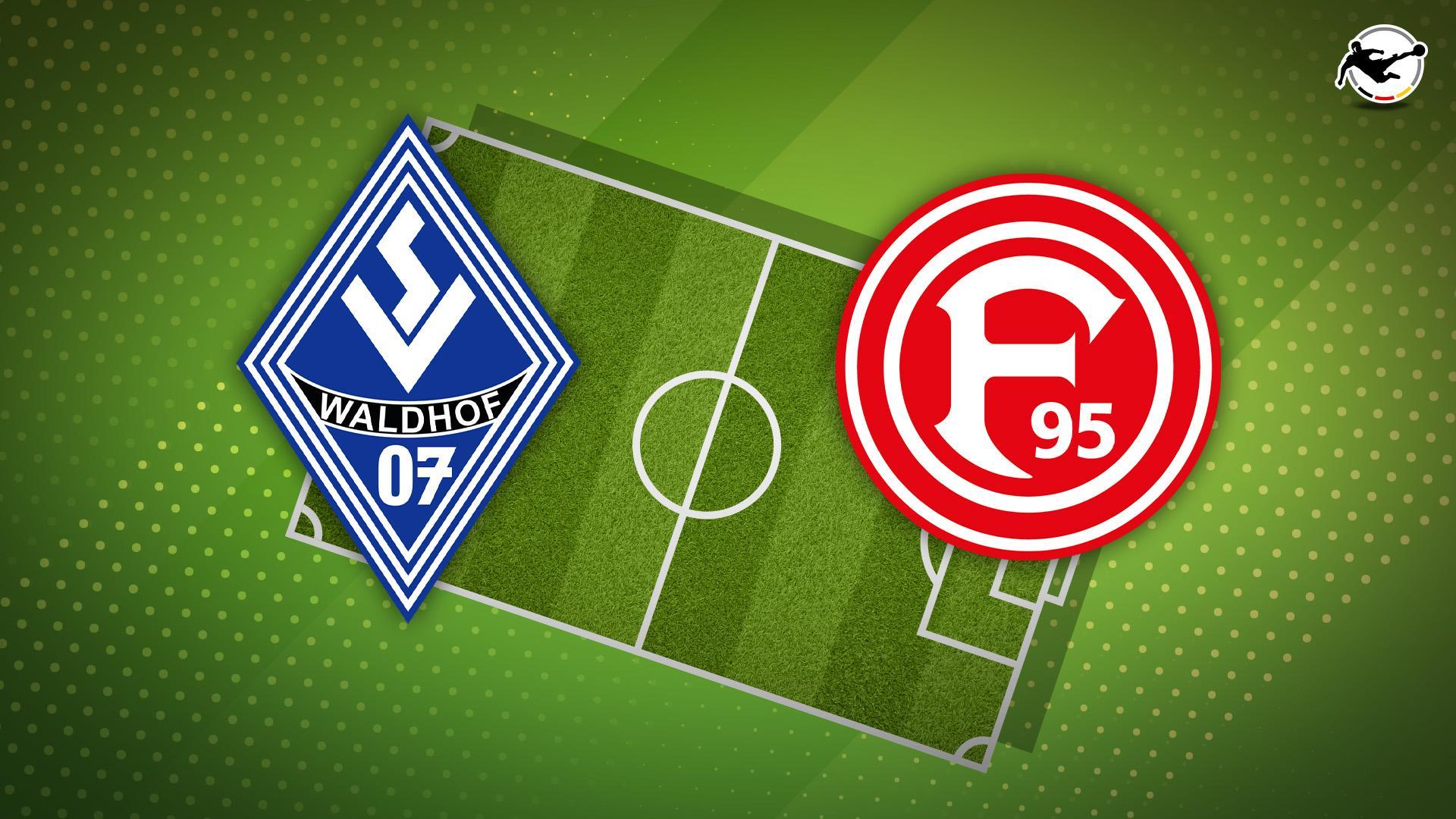 Werbegrafik mit Logos von Waldhof Mannheim und Fortuna Düsseldorf.
