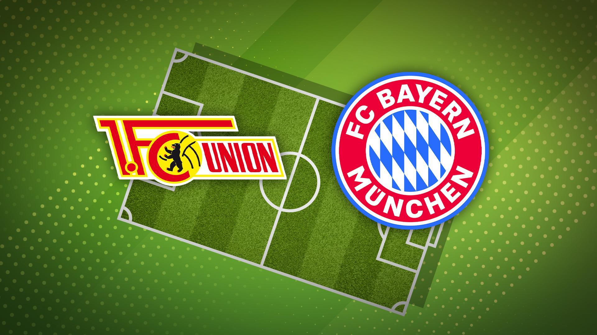 Werbegrafik für die Frauen-Bundesliga mit Logos vom 1. FC Union Berlin und FC Bayern München.