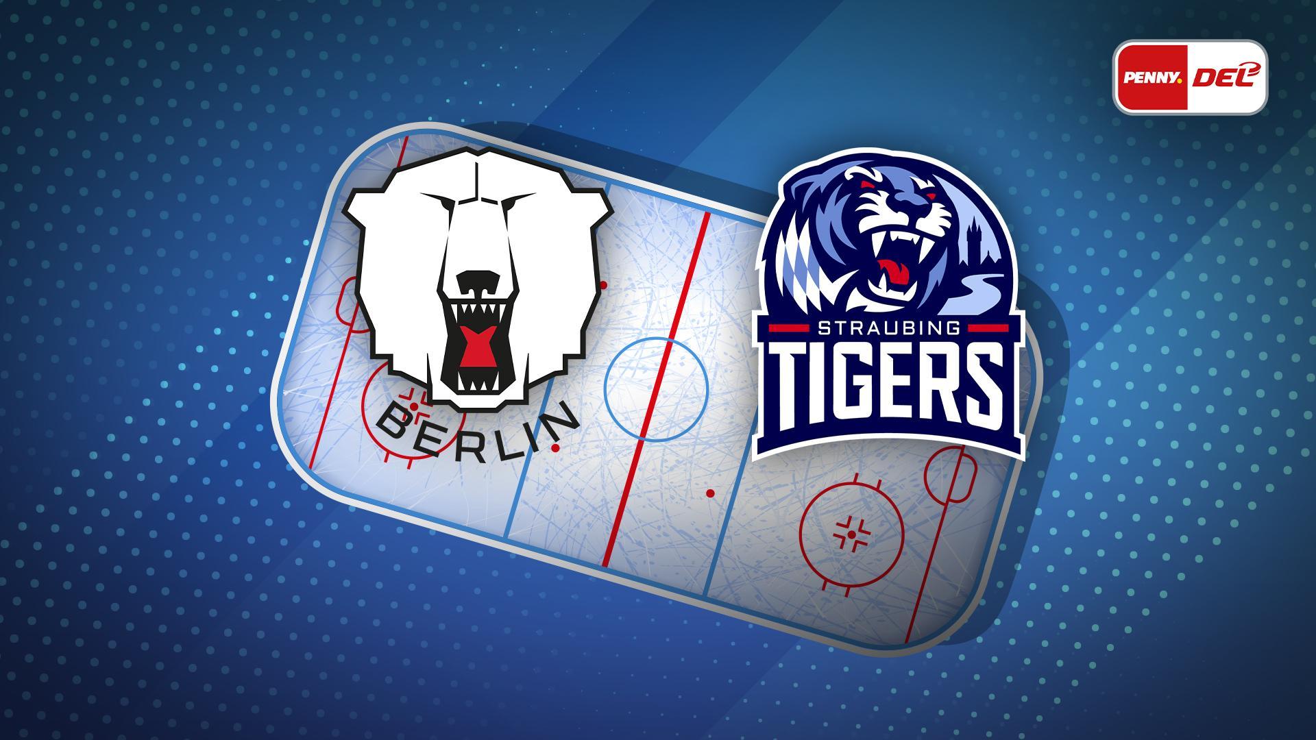 Werbegrafik für die PENNY DEL mit Logos von Eisbären Berlin und Straubing Tigers