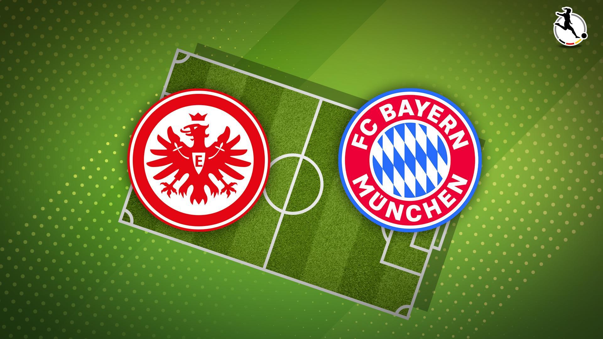 Werbegrafik für die Frauen-Bundesliga mit Logos vom Eintracht Frankfurt und FC Bayern München