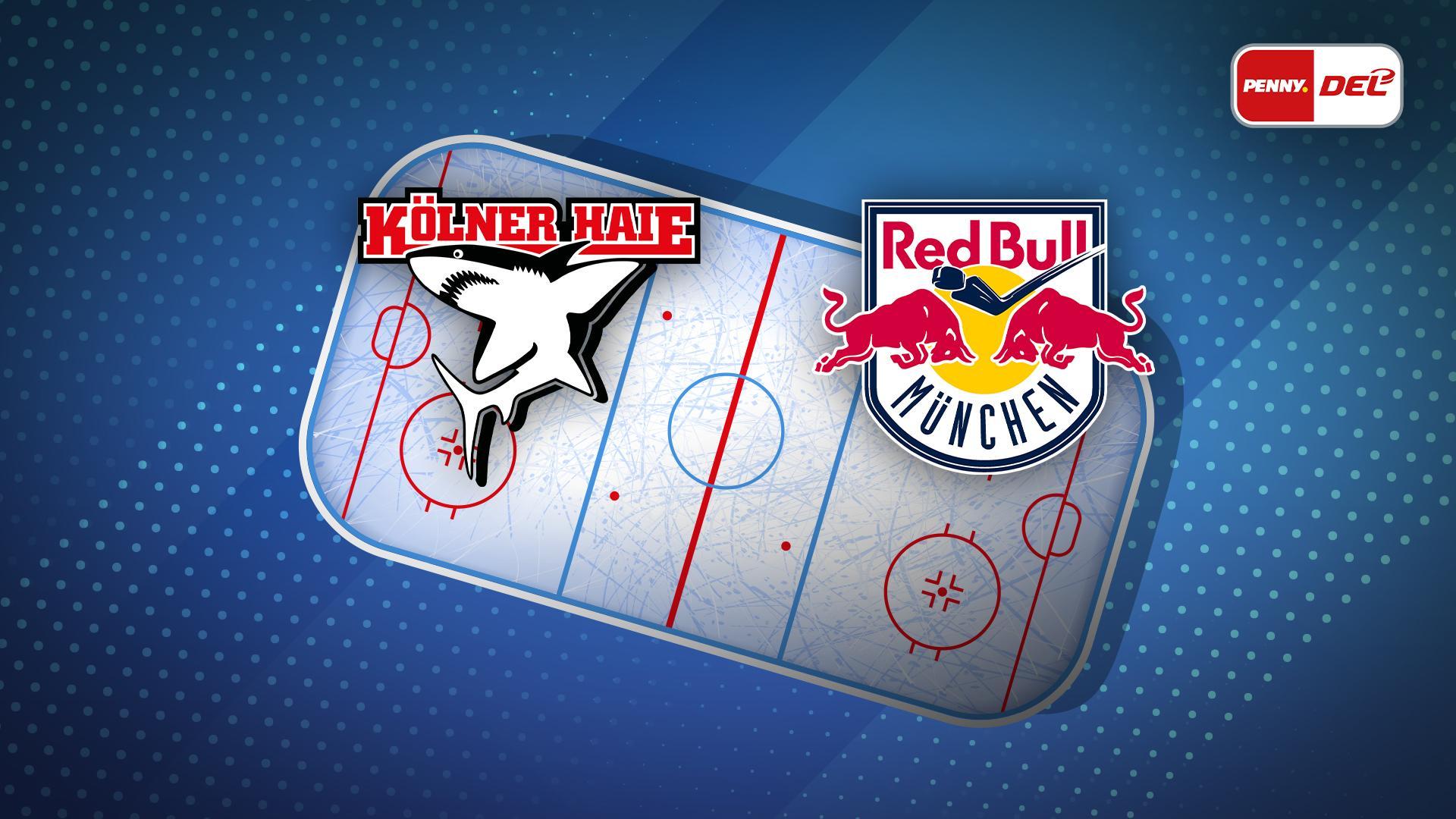 Werbegrafik für die PENNY DEL mit Logos von Kölner Haire und EHC Red Bull München