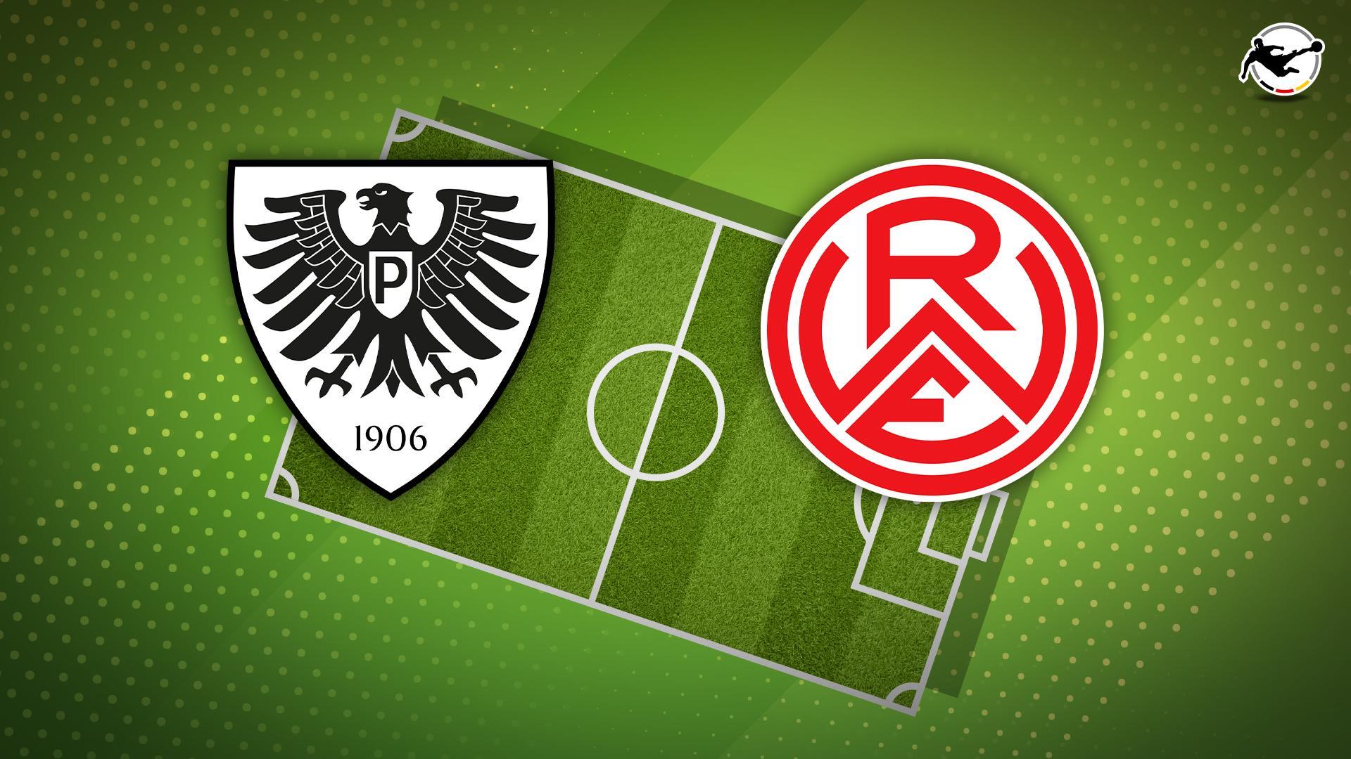 Werbegrafik für die 3. Liga mit Logos von Preußen Münster und Rot-Weiss Essen
