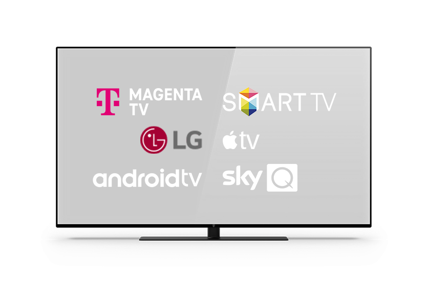 Bild eines Fernseher mit den verschiedenen Gerätetypen, auf denen MagentaSport verfügbar ist.