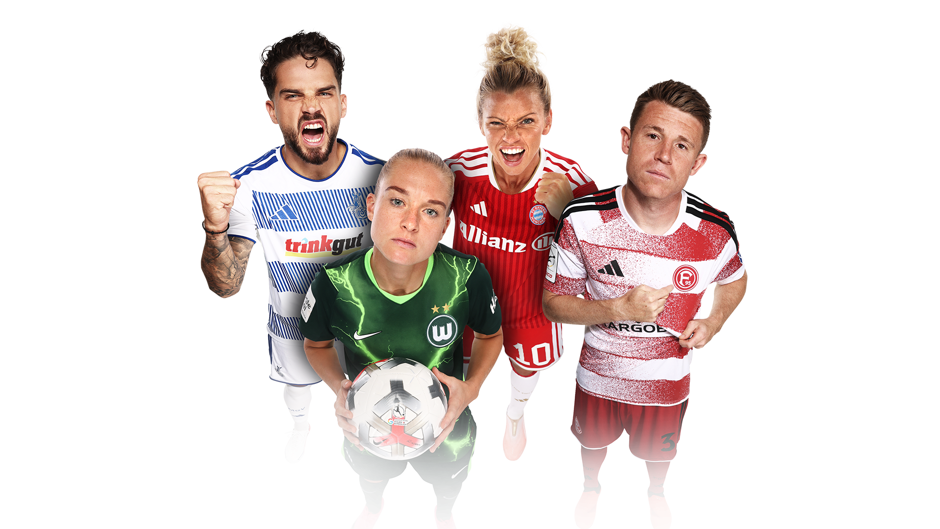 Werbemotiv mit Spielern der 3. Liga.