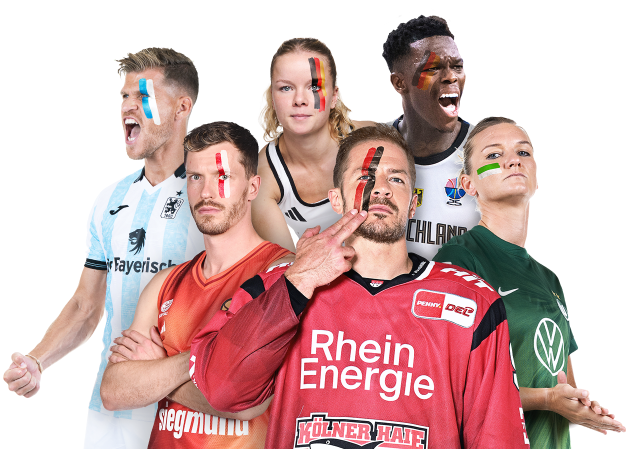 Werbemotiv mit verschiedenen Sportler*innen der MagentaSport-Wettbewerbe