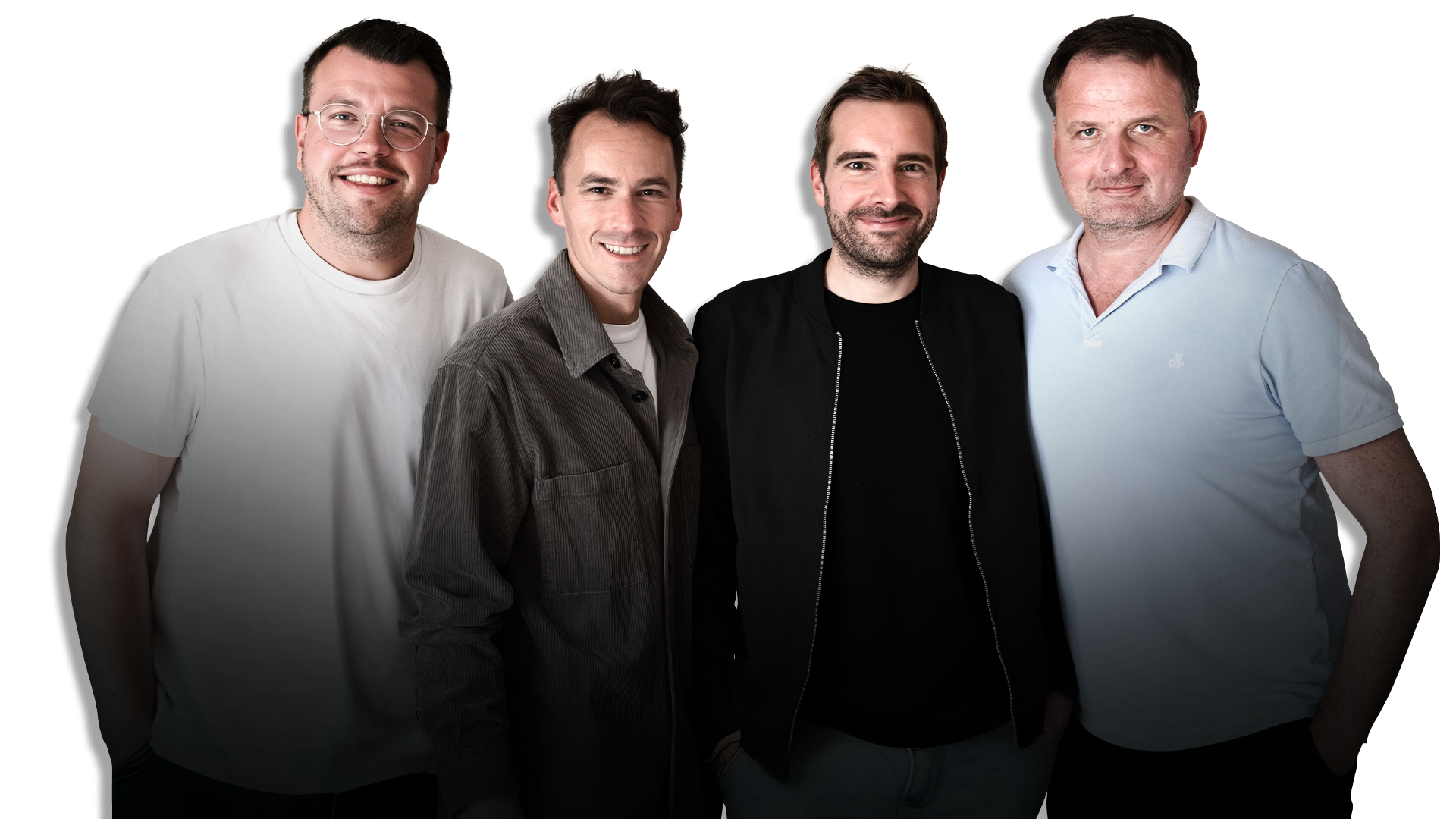 Motiv mit den vier Hosts des Podcasts, Christian Straßburger, Thomas Wagner, Yannick Bakic und Tobi Schäfer.