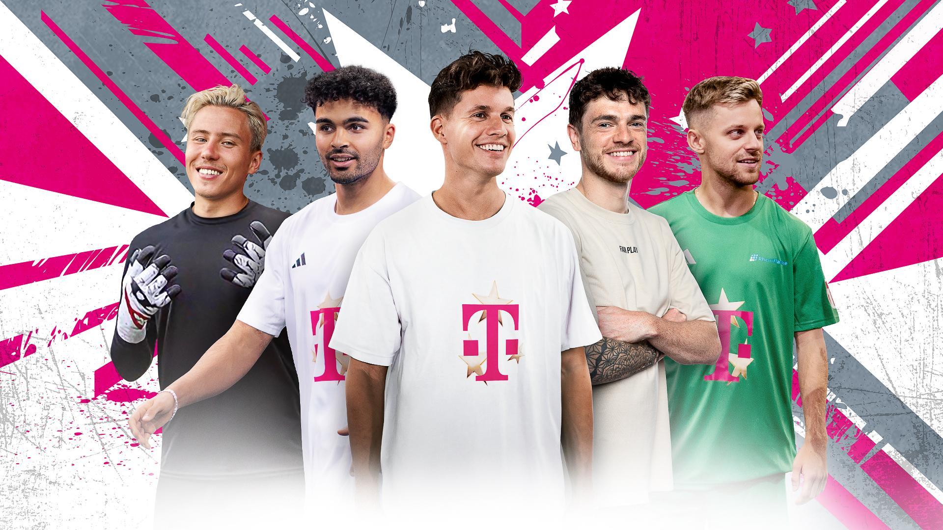 Fünf Influencer schauen fokussiert in die Kamera.